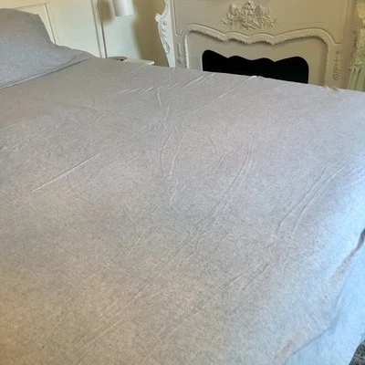 Boll & Branch Heathered Gray Organic Cotton Flannel King Duvet Cover & Sham Set - Image 1 of 4