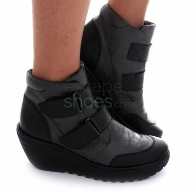 Ботинки на танкетке FLY LONDON размер 39EU/8.5US желтые Yugo684 черные графитовые P500684009 - Изображение 1 из 4