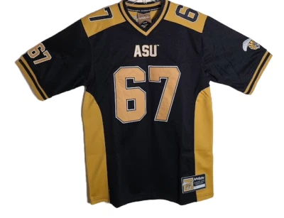 Camiseta de fútbol americano de la Universidad Estatal de Alabama negra ASU Hornets equipo de fútbol universitario Foto 1 de 2