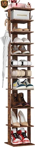 10-Tier Vertical Shoe Rack, Corner Shoe Tower, Slim Shoe Organizer with Two H... - Picture 1 of 9