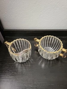 Jeanette gerippt Glas und Gold getrimmt Zucker und Milchkännchen Set Vintage (#7) - Bild 1 von 8