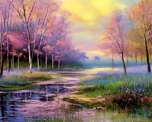 Atemberaubender impressionistischer Sonnenuntergang Landschaft Kunstdruck | signiert LMT-Ausgabe Sammlerstück - Bild 1 von 5