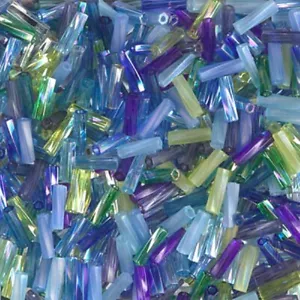 Miyuki Twisted Bugle Beads 6mm 17.5GM Jeweltones Mix - Picture 1 of 1