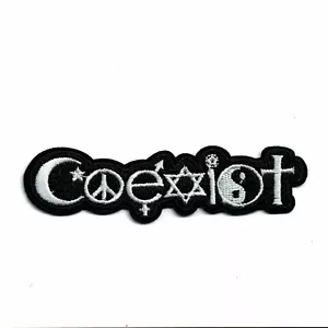1" X 4" COEXIST Iron On patch YOGA Aum om infinity ॐ patches ohm - Picture 1 of 1