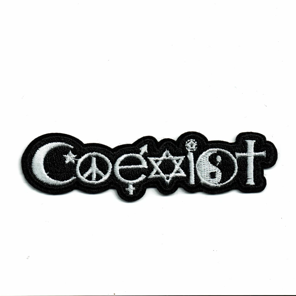  1" X 4" COEXIST Iron On patch YOGA Aum om infinity ॐ patches ohm  - Image 1 of 1