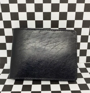 HAGGAR Clothing Solid Black Full Grain Leather Bifold Wallet With Extra Slots - Picture 1 of 7