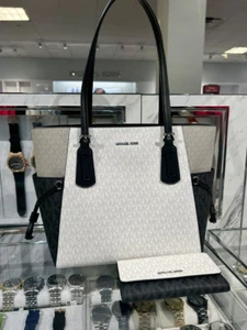Michael Kors Voyager Large Women Optic White Tote Bag & Trifold Wallet Combo - Picture 1 of 12