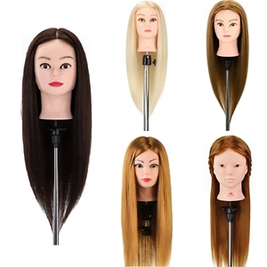 22''-28'' Real Hair Training Head Hairdressing Practice Mannequin Doll+Braid Set - Picture 1 of 95