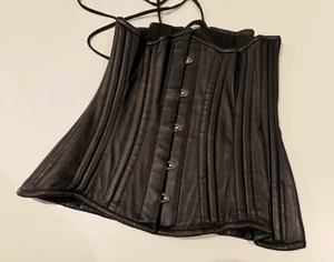 Corsé Huerto Cuero Negro Bajo Busto Corsé Talla 22" - NUNCA USADO - Imagen 1 de 4