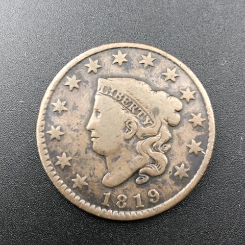 1819 SMALL DATE CORONET HEAD LARGE CENT U.S COIN Cover