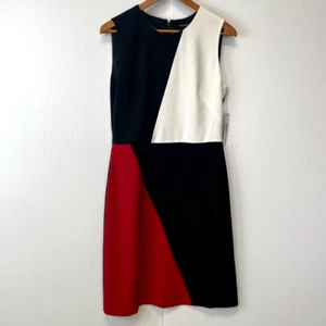 Maggy London Dress Women 10 Shift Knee Color Block Modern Work Party Core Ne - Picture 1 of 11