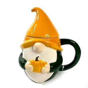 Taza de café Gnome con tapa 15 oz cerámica en forma de amarillo verde cosecha girasol - Imagen 1 de 4