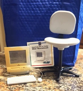 American Girl Apple Macintosh Computer Keyboard Mouse WORKS + Office Chair - Picture 1 of 5