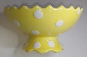 dish-compote-candy-yellow&white-Glogal Design Connections-Kate Williams6"x3.25" - Picture 1 of 7