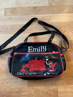 Emily The Strange PAINT IT BLACK Cosmic Debris Black Shoulder Bowling Messen Bag - Image 1 of 4
