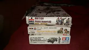 Lot 3 kit: 1/35: British paratroopers +Schwimmwagen Tamiya + ESCI 7.5cm gun RARE - Foto 1 di 9