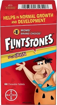 Multivitamínico masticable de hierro FLINTSTONES Plus para niños, 60 comprimidos masticables Foto 1 de 2