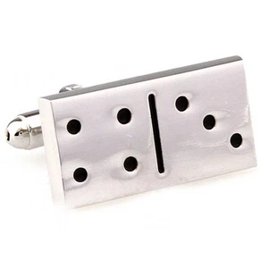 Cufflinks.Direct Fortuna Sette 7 Domino Casinò Azzardo Argento Rodio Gemelli - Foto 1 di 6
