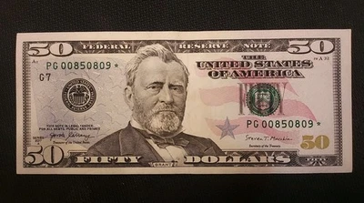 STAR*2017-$50 DOLLAR  FEDERAL RESERVE NOTE~CRISP VG UNCIRCULATED Serial 00850809 - Image 1 of 4