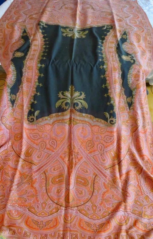 Antiguo chal de piano victoriano persa tejido lana cachemira enorme 66x130" tiro boho Foto 1 de 4