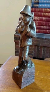 Black Forest Wood Carved Figure Of Old Woodcutter Man 13 1/2 Inches - Picture 1 of 6