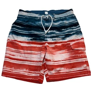 Sonoma Swim Trunks Men's 40/42 Red White Blue Mesh Lining Pockets Drawcord Beach - Picture 1 of 4