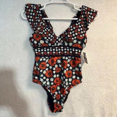 Traje de baño Juicy Couture para mujer grande de una pieza con volantes florales complejo de vacaciones Foto 1 de 4