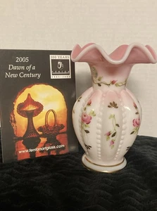 2002 Fenton Rosalene Sample Charleston handbemalt und signiert Perlen Vase - Bild 1 von 10