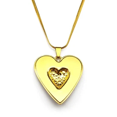 Doppel Herz Anhänger Kette Damen Damen Modeschmuck Edelstahl Gold - Bild 1 von 4