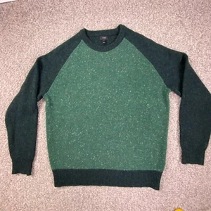 J Crew Sweater Mens Large Green Colorblock Wool Blend Crew Neck Pullover - Picture 1 of 13