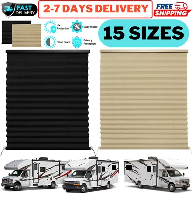 RV Blinds For Camper Windows Motorhome Trailer Pleated Privacy Shades Screen Set — 第 1/4 张图片
