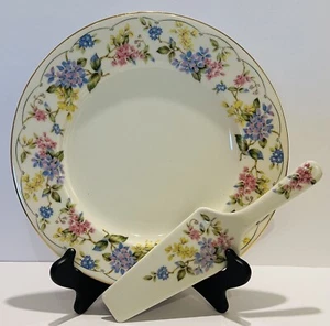 Vintage Andrea By Sadek Alice Cake Plate Server Set Floral Porcelain - Picture 1 of 2