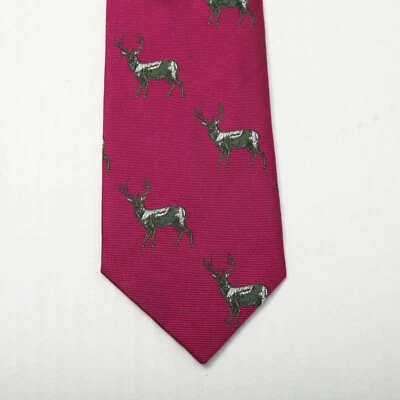 Corbata Seaward & Stearn Borgoña Stagg Bucks Seda Hecha en Inglaterra 3" x 59" Foto 1 de 4