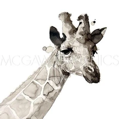 Giraffe Portrait, Philippe Debongnie, Wall Decor Art Print Poster 14" x 11" 2779 - Image 1 of 2