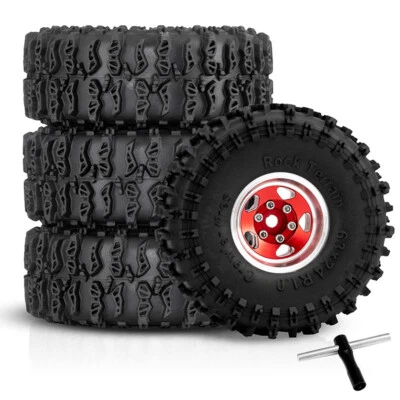 RC 4Pcs Aluminum 1.0" Beadlock Wheel Rims Tires for 1/18 TRX4M 1/24 Axial SCX24 - Image 1 of 4