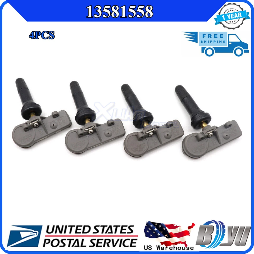 New TPMS Tire Air Pressure Sensor Pack 4pcs 13581558 Fit For GM Chevrolet Buick - Image 1 of 4