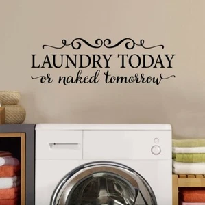 Wall stickers custom colour laundry today quote Removable Art Vinyl Decor Home - Picture 1 of 2