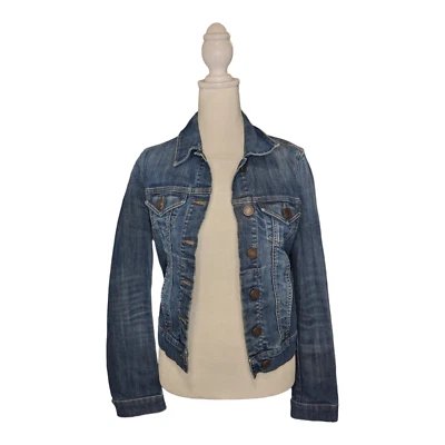 Chaqueta de Jean Aqua for Bloomingdales Mujer Azul Denim Botón Recortado Talla S Foto 1 de 4