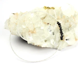 Regenbogen Mondstein Kette Schwarz Roh Diamant Rohdiamant Geschenk Collier 45 cm - Bild 1 von 3