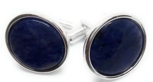 BLUE SODALITE AND SILVER CUFFLINKS MANUFACTURERS DIRECT PRICING - Picture 1 of 1