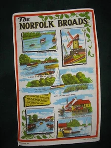 Souvenir Geschirrtuch The Norfork Broads Leinen Baumwolle 17" x 28" gewaschen - Bild 1 von 6