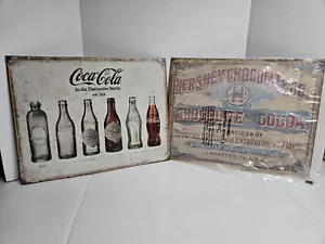 Retro Stil Metall Wandschilder Hershey's Chocolate Co. & Coca-Cola Glasflasche - Bild 1 von 12