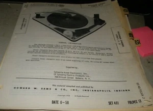 SYLVANIA 4 SPEED RECORD CHANGER TURNTABLE - 3 MODELS (SAMS PHOTOFACT 401-13) - Picture 1 of 1