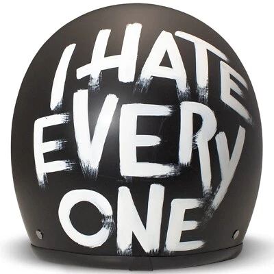 Motorrad Jethelm DMD I Hate Everyone - Retro Motorad Helm Vintage - Bild 1 von 3