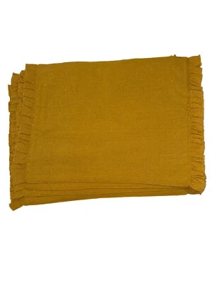 NICOLE MILLER Gold Sparkle Ruffle Placemats 19” X 13” Lot Of 4 Holiday - Image 1 of 4