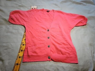 Talbots Womens Cardigan Large Pink Sweater Cotton Lambswool Angora Cashmere Top - Image 1 of 4