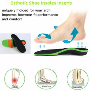 2PCS Orthotic Shoe Insoles Inserts Flat Feet High Arch Support Plantar Fasciitis - Picture 1 of 11