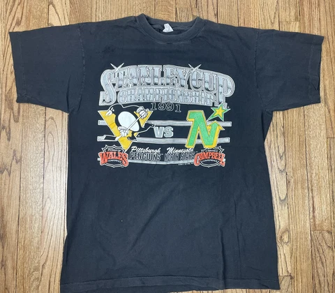 Vintage 1991 Pittsburgh Penguins Stanley Cup Champions Black t Shirt Size XL Cover