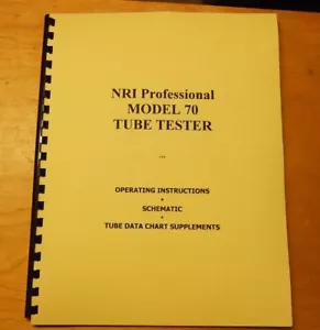 Ultimate MANUAL & 2 SETUP CHART for NRI-70 Tube Tester new remastered document - Picture 1 of 1