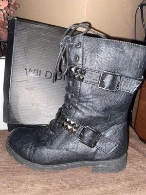 Wild Diva Lounge, Bota de Combate Tasha Negra Talla Para Mujer 6.5 Usada Una Vez Foto 1 de 4